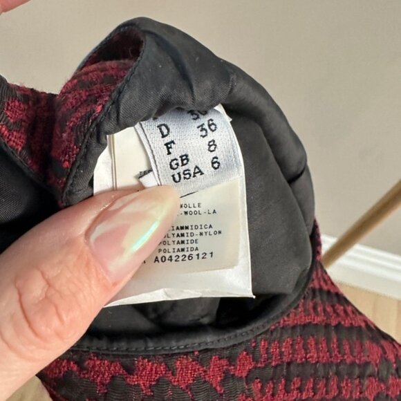 Moschino Cheap And Chic Burgundy Houndstooth Jacquard Sheath Dress – Size 6 - Picture 9 of 9